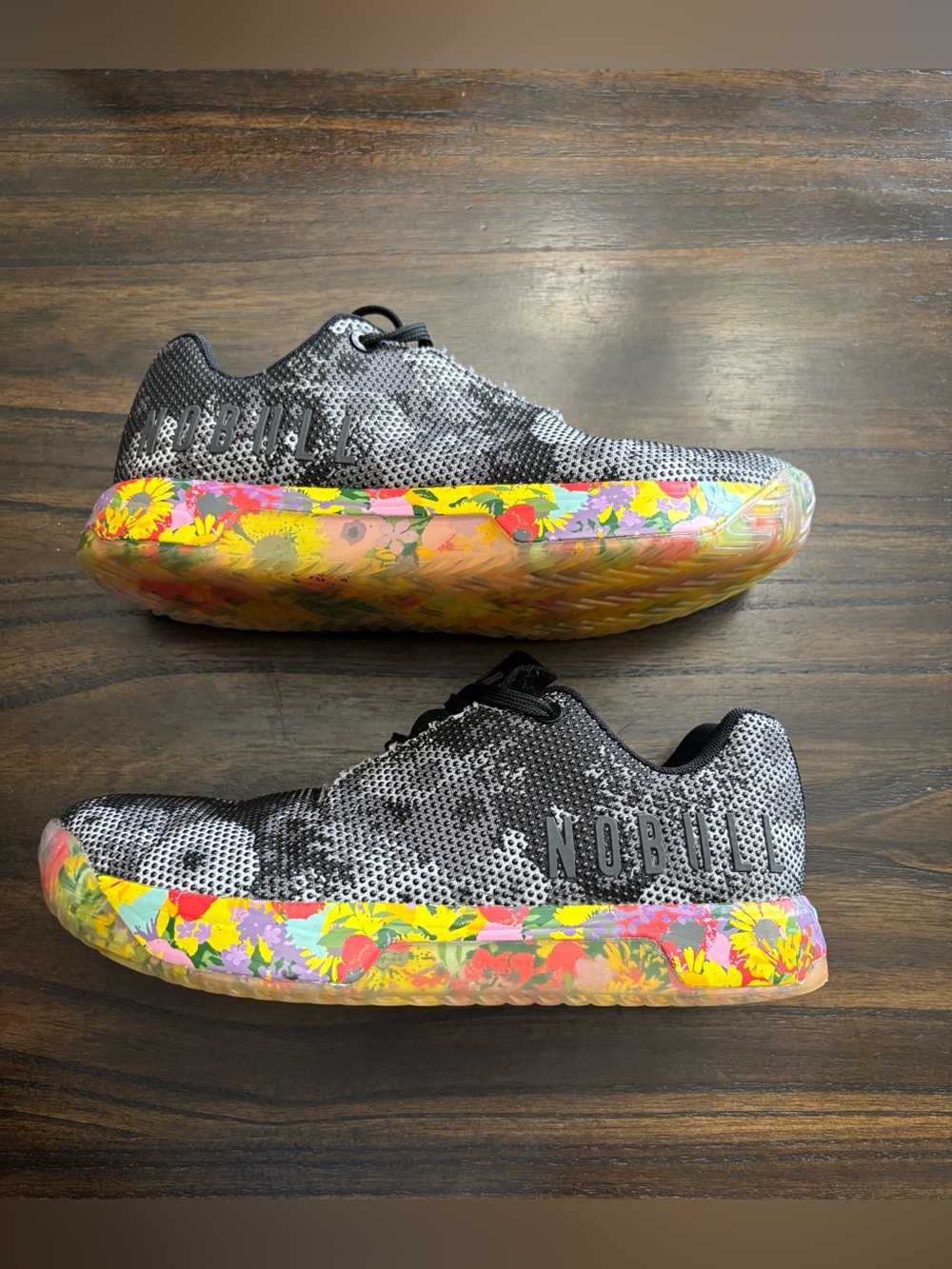 NOBULL Floral Trainer Black White CrossFit Shoes Womens 9 Mens 7.5